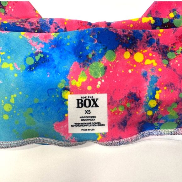 NEW Rok The Box Pink Paint Splatter Legging Womens XS Luxe Fabric High Waist - Picture 3 of 7